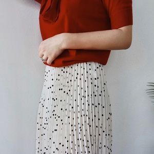Vintage White Polka Dot Pleated Skirt